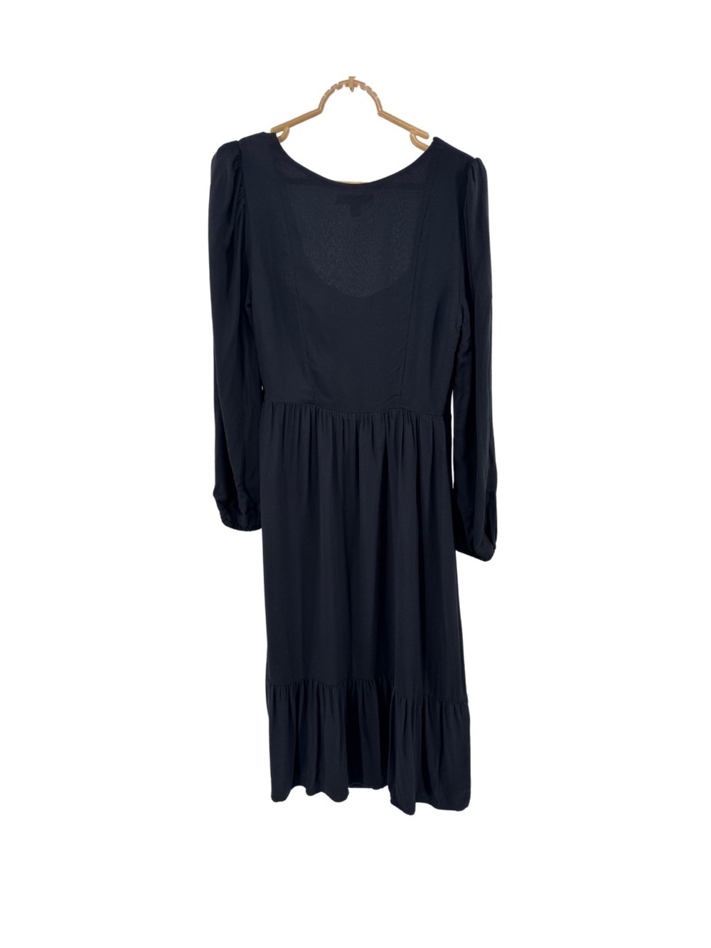 And Now This square neck Black Long-Sleeve Midi Dress slit M casual witchy - Picture 2 of 13